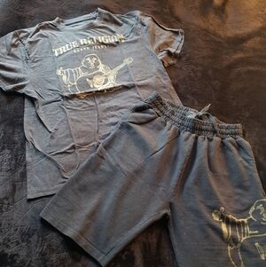 True Religion Charcoal Graphic Tee and Shorts